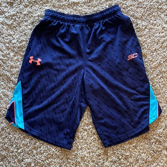 Under Armour Steph Curry youth large navy basketball shorts - Picture 1 of 3